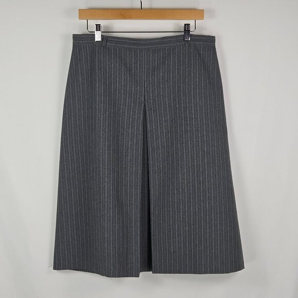 Vintage New Attitude Pinstripe Twill Skirt 12 Gray A-Line Midi Made USA ILGWU - Picture 1 of 7